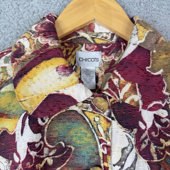 Chico's Blazer Jacket Womens Size Small/6 Silk Blend Textured Paisley Print - Picture 2 of 13